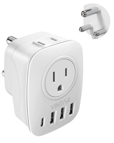 South Africa Power Adapter,VINTAR Type M Plug Adapter with 1 USB C,3 ...