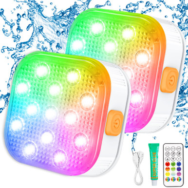 LURNOFY Pool Lights, Rechargeable Submersible Led Lights with RF Remote ...