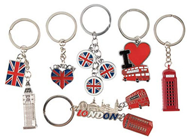 London Keychains - 6-Pack Souvenir Key Rings, 6 Assorted Designs ...