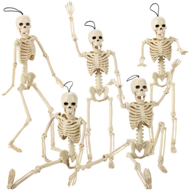 Lawei 5 Pack Halloween Skeleton Decorations, 16 Inch Full Body Plastic ...