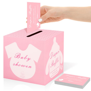 Diaper Raffle Collection Box HIMOMO Pink Diaper Raffle Card Box Donation Box Ballot Box Raffle Box ...