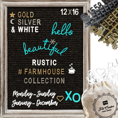 Rustic Felt Letter Board Ultimate Bundle Farmhouse Vintage White Wood
