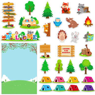 WhatSign Camping Classroom Bulletin Board Decorations Cutouts Woodland ...