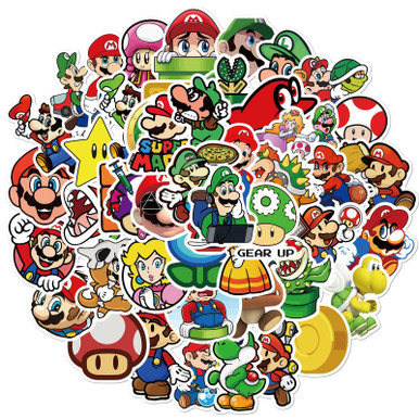 50pcs Funny Mario Stickers for Water Bottles, Cute Super Mario Bro ...