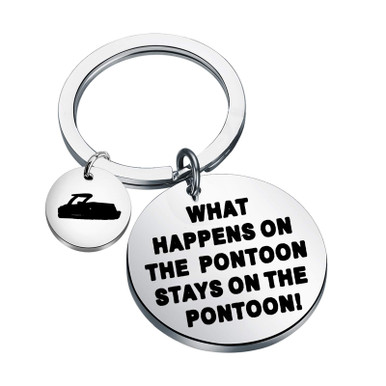 Pontoon Key Chain Pontoon Gift Pontoon Captain Gift Pontoon Owner Gift What Happens on ...