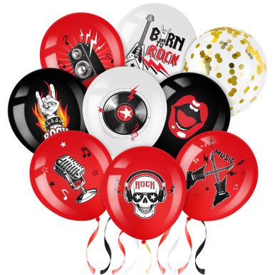 48 Pieces Rock and Roll Party Balloons Decoration, 12 Inch Latex Party ...