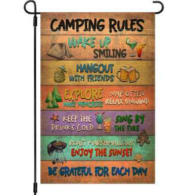 Snycler Camping Garden Flag Funny Camping Rules Slogan Signs Family