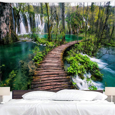 Large Waterfall Tree Tapestry - Nature Wall Hanging 90.6x59.1 Inches