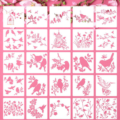 Birds Stencils Tree Branches Stencil Hummingbird Flower Stencils Leaf ...