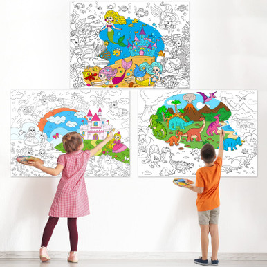 Set of 3 Coloring Posters for Kids Giant Coloring Poster Large Mermaids ...