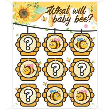 Kit Gioco Rivelazione Genere Bambino - Poster Voto 58x42 Cm Con 36 Adesivi Orsetto - Feste Baby Shower - 3