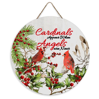Personalized Round Wooden Signs Memorial Sign Cardinals Appear Angels ...