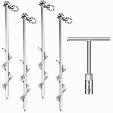 12 Pcs Ground Anchors Screw In, 12 Inch Heavy Duty Tent Stakes With