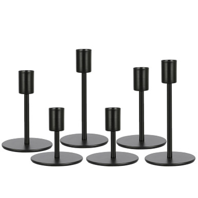 Black Taper Candle Holders - Set of 6 Matte Black Finish Candlestick ...