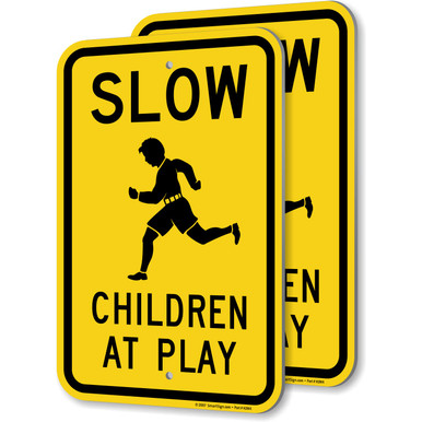 SmartSign Slow Children At Play Sign - 2 Pack, 18 x 12 inch, 2mm ...
