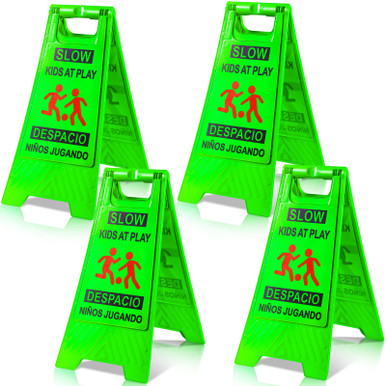 4 Pack Slow Down Kids at Play Sign Double Sided 24 Inch Children at ...