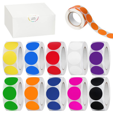5000 PCS 1" Round Color Coding Labels Circle Dot Stickers, 10 Assorted ...