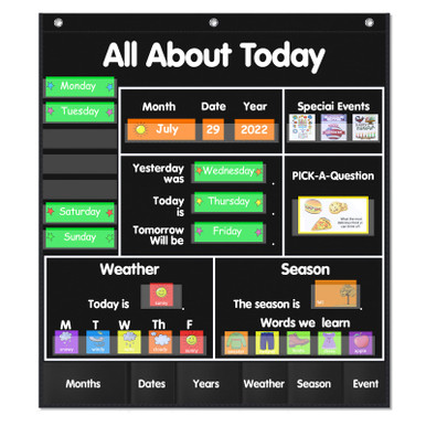 ABCxGOOD All About Today Circle Time Learning Center Pocket Chart ...