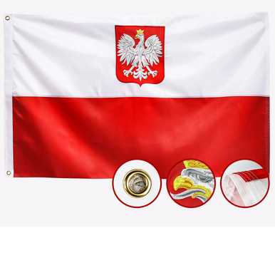 Bandiera Polonia 12x18 Pollici – Aquila Bianca Stemma – Per Barca, Bandiera In Poliestere 100D – SouthBeach