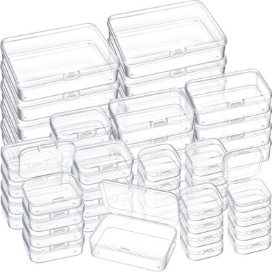 Small Open Containers 76 Pcs Mixed Sizes Storage Containers Box with Hinged Lid Clear Mini ...