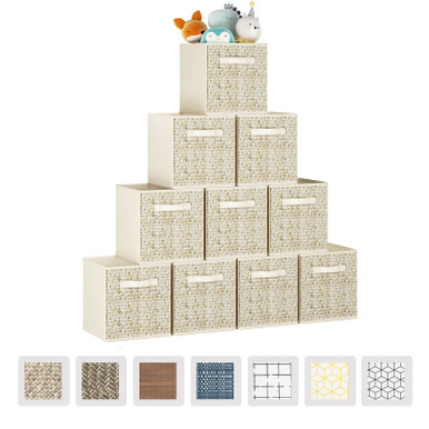 Wisdom Star 10 Pack Fabric Storage Cubes with Handle, Foldable 11 Inch ...