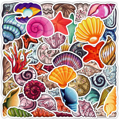 Sea Shell Stickers [50PCS ], Waterproof Vinyl Sticker for Teen Girl ...