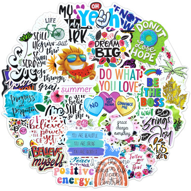 Inspirational Stickers 100 Pcs Positive Quotes Sticker Packs Waterproof ...