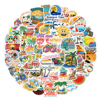 52 Pcs Summer Stickers - Hawaii Beach Sticker Vinyl Waterproof Decals ...
