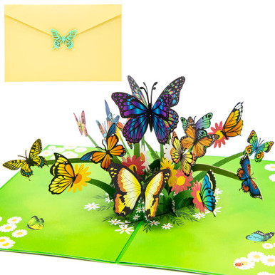 Sharonlily Flying Butterflies Pop Up Card, 3D Flower Butterfly Birthday ...