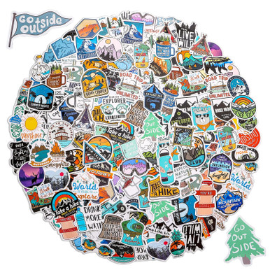 100 PCS Outdoor Hiking Adventure Camping Stickers Travel Stickers for ...