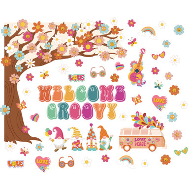 Zonon Retro Classroom Decorations Boho Groovy Bulletin Board Tree Set ...