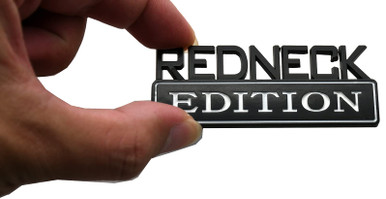 Redneck Edition Emblems - 2-Pack 3.1" Car & Truck Decals For Ford, Chevy, RAM - Black & Red