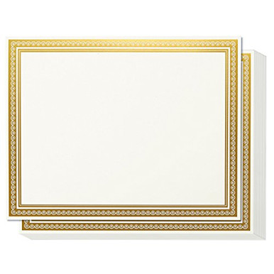 Award Certificates - 50 Blank Plain White Paper Sheets - With Gold Foil ...