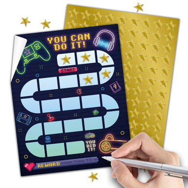 Neon Glow Video Game Reward Sticker Chart, Arcade Behavior Chart for ...