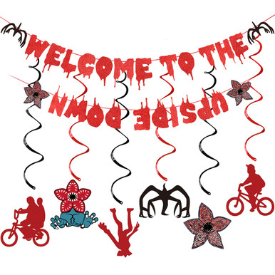 Stranger Things Decorations, Red Glitter Welcome To The Upside Down