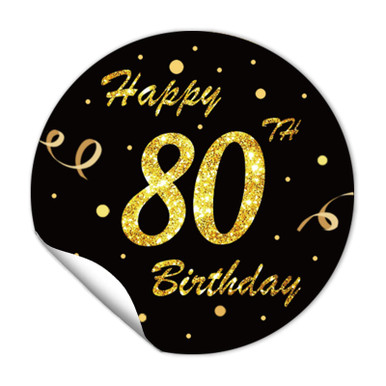 REWIDPARTY 1.5 Inch Round 80th Birthday Stickers?80 Pieces?Black Gold ...