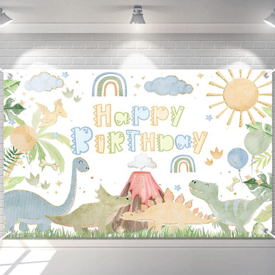 Dinosaurier Geburtstagsbanner – 180 X 100 Cm, Jurassic Dino-Fotohintergrund Für Jungen-Party, Inkl. Aufhängeseil