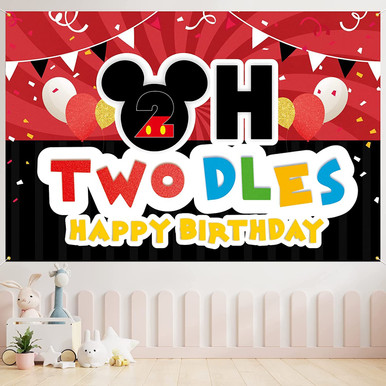 Oh Twodles Backdrop Ickey Ouse 5x3ft Happy 2nd Birthday Ickey Ouse Background For Boys Vinyl