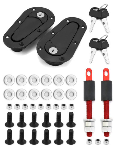 QWORK Flush Hood Latch and Pin Kit, Universal Racing Car Hood Pin