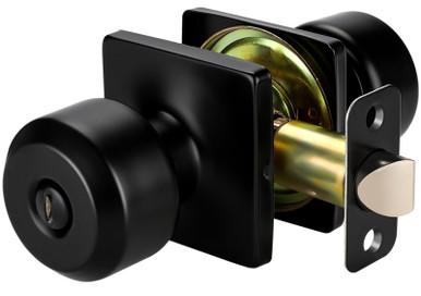 Black Interior Door Knobs 6-Pack – Matte Privacy Bedroom/Bathroom Knobs, Adjustable Latch