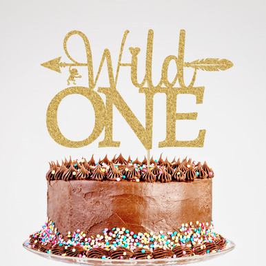 Glitter Wild One Cake Topper - Happy 1st Birthday Cake Decoration, Baby ...