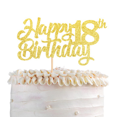 1 Pack Gold 18th Happy Birthday Cake Topper Glitter Happy 18th Birthday ...