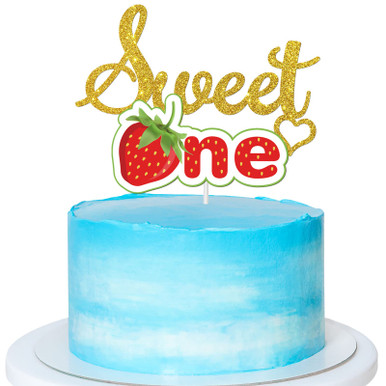 Gold Glitter Strawberry Sweet One Cake Topper, Fruit 1st Birthday Cake ...