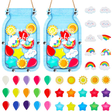 Treela 2 Pcs Rainbow Reward Mason Jar for Kids Reward Chart for ...