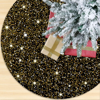 OMKSIH Black and Gold Tree Skirt Christmas Sequence Tree Skirt Velvet Black And Gold Christmas Tree Skirt
