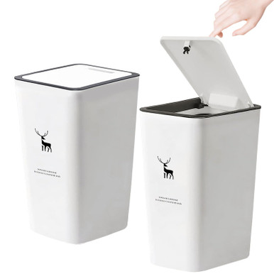 NDSWKR 2 Pack Plastic Bathroom Trash Can with Lid, 2.4 Gallon / 9 Liter ...
