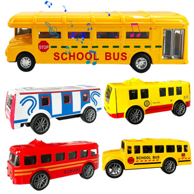 OTONOPI Bus Toys Set School Bus Toy Die-Cast Metal Yellow Bus Pull Back ...