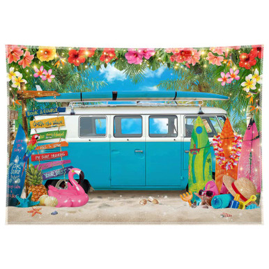 Caravan Backdrop ZTHMOE 8x6ft Summer Hawaiian Beach Photography Backdrop Blue Caravan ...