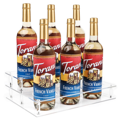 KOLUTI Coffee Syrup Organizer Rack, Clear Acrylic 2 Tier 6 Wine Liquor ...