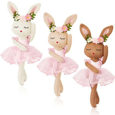 Junkin 3 Pcs Ballerina Stuffed Animals Bunny in Ballet Outfit Plush ...